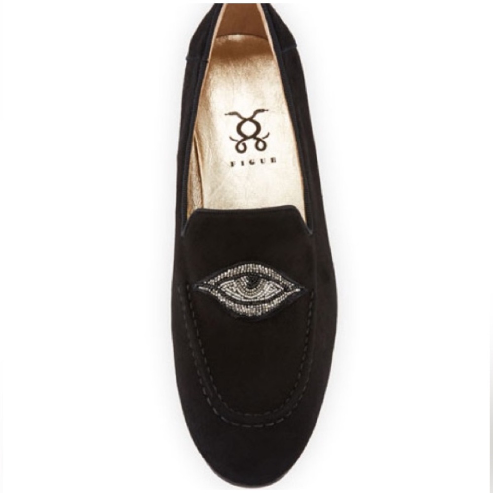FIGUE Milky Suede Embellished Loafers Sz 38